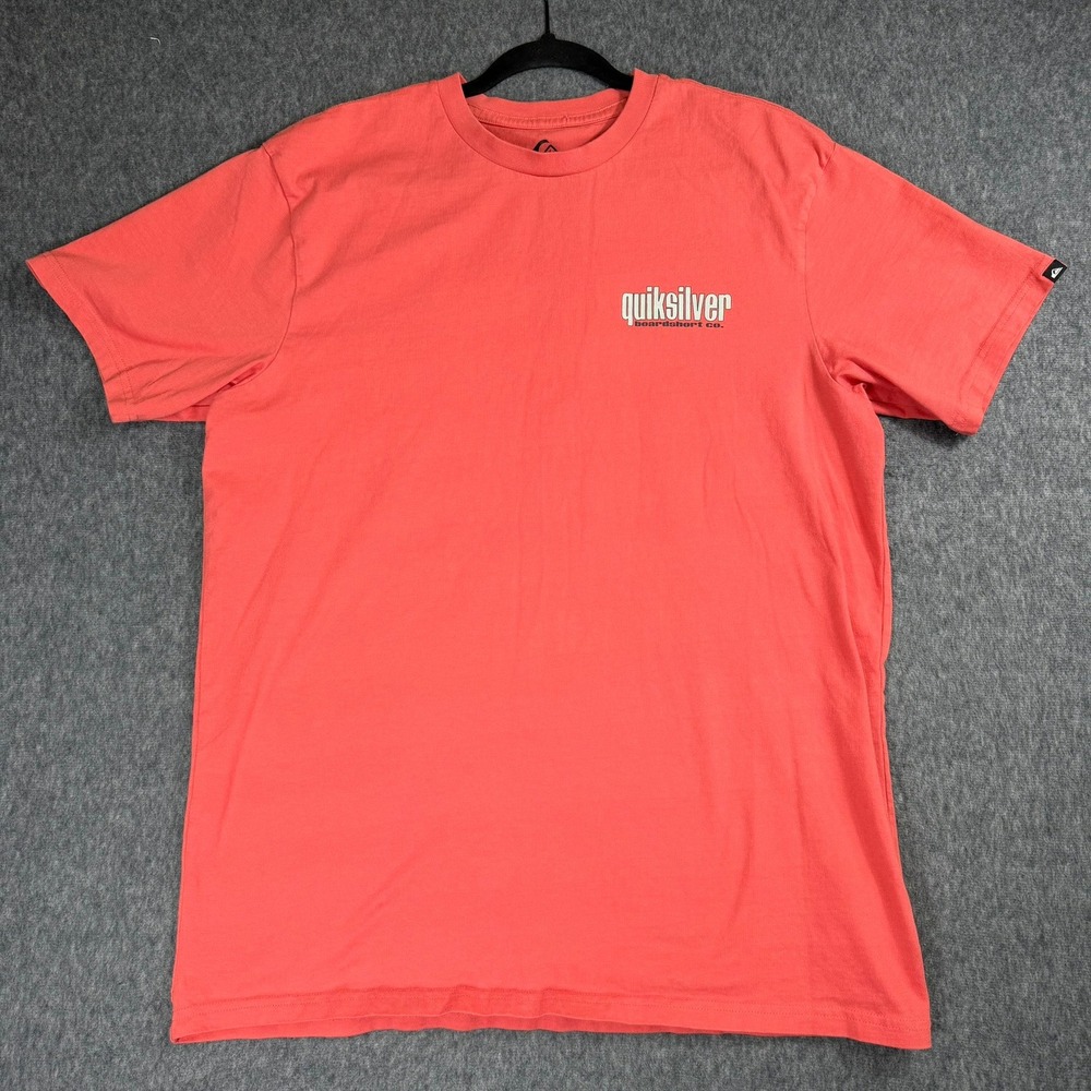 Quiksilver T-Shirt Mens Large Coral Quiksilver Boardshort Co Graphic Regular Fit - Picture 3 of 7